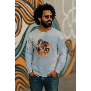 Authentic Jimi Hendrix Blue Tie Dye T Shirt Tee Sweatshirt Top  Mens Size Large